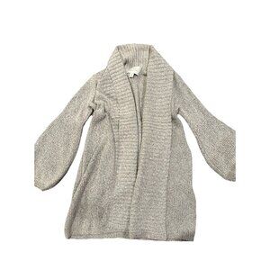 hinge Designed In Seattle Women's XS Cardigan , Grey And White, Puff Sleeves